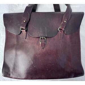 Vintage Handmade, Brown Leather Shoulder Bag Flap Closure